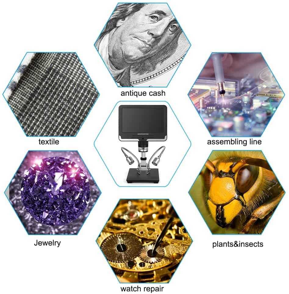 Andonstar AD206 7'' HD Digital Microscope for Coin Collection and 260X Magnificatioin