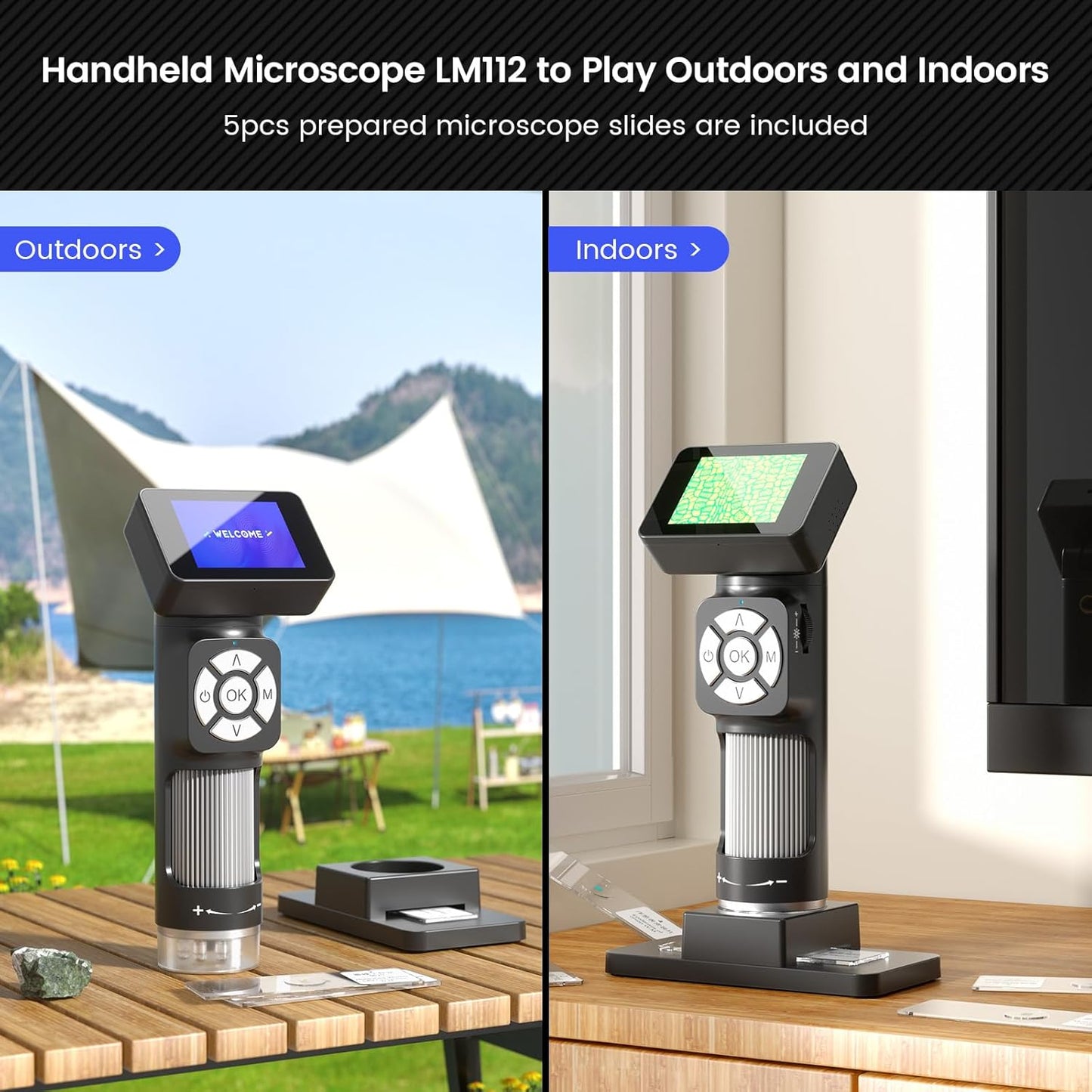 LM112 Microscope for Kids Adults Handheld Portable Microscope