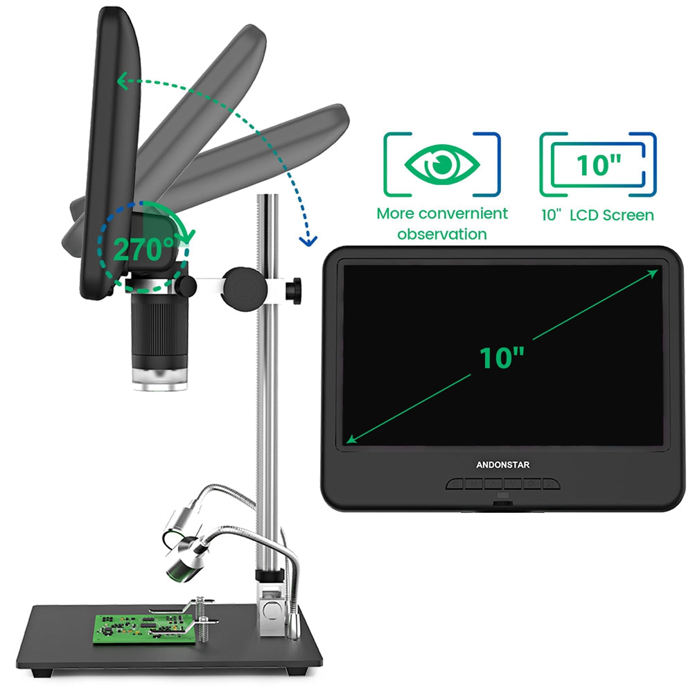 Andonstar AD210 10.1 inch Digital Microscope 260X 1080P Soldering Tool