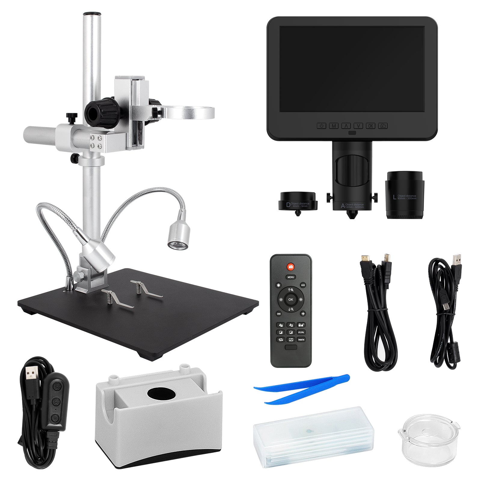 3 lenses AD246S-M/AD249S-M LCD HDMI 10/7 inch Digital Microscope