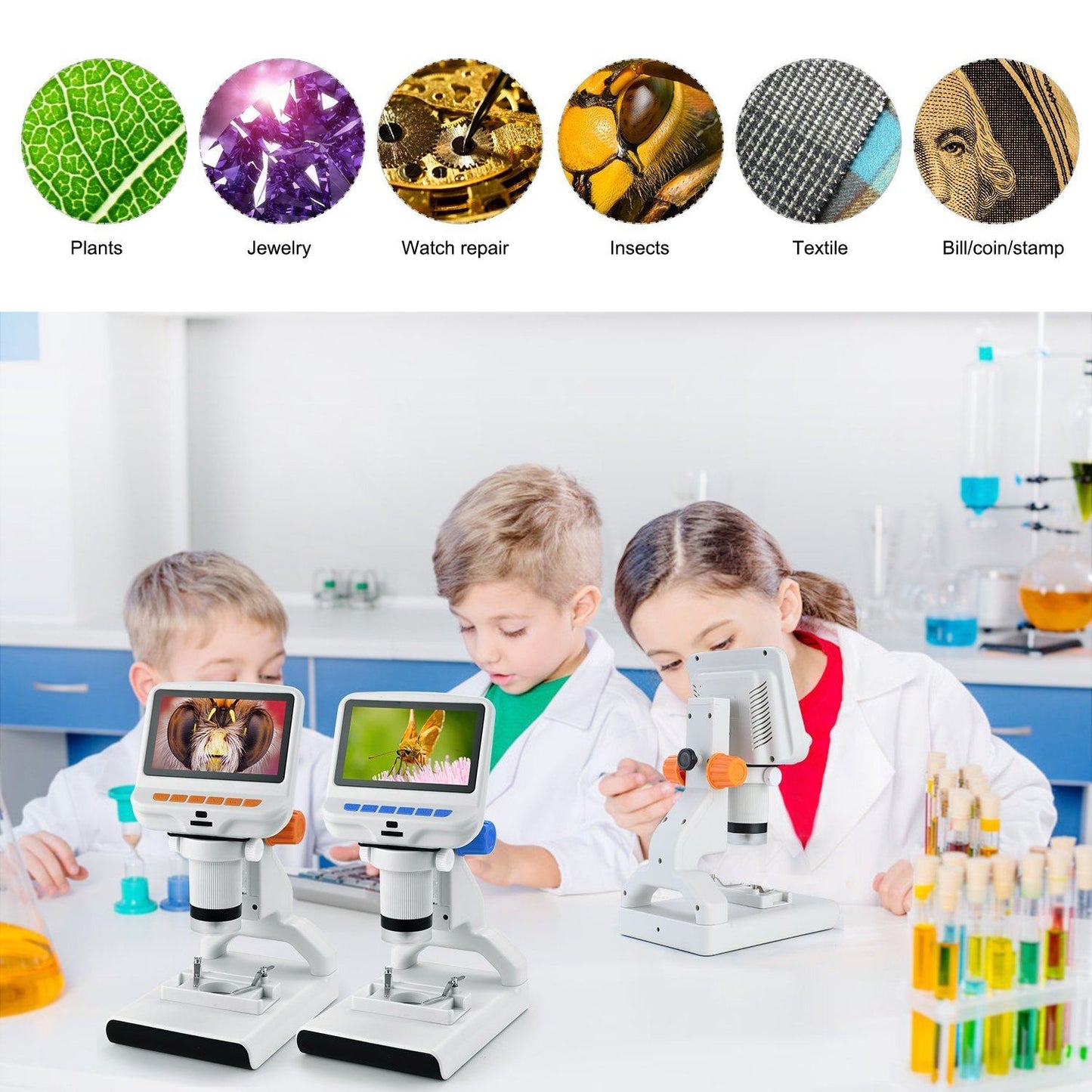 Andonstar AD102 Kids' USB Digital Microscope With Plastic Stand for Plant Observation