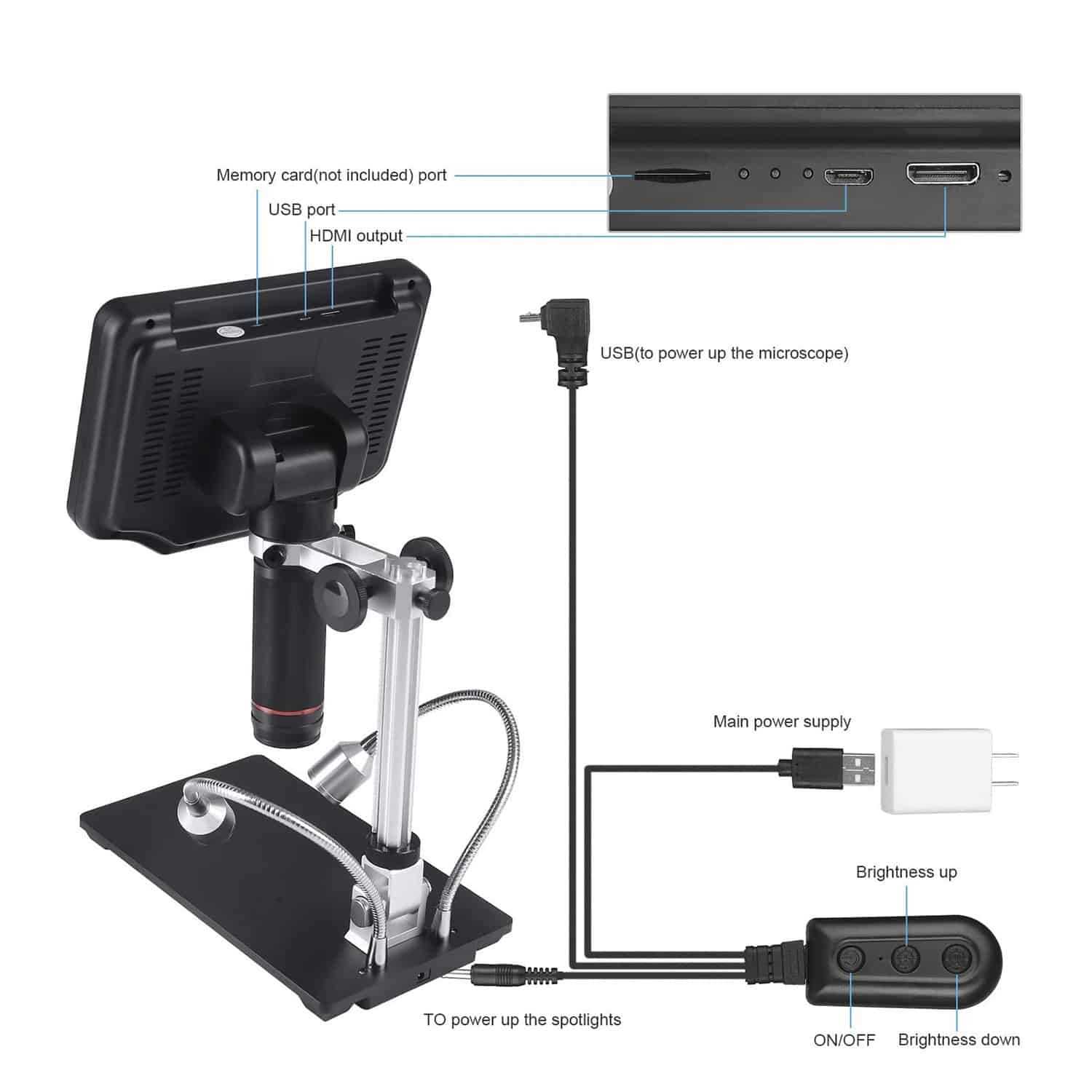 Andonstar AD407 HDMI soldering Digital Microscope 7 inch LCD Screen Mi