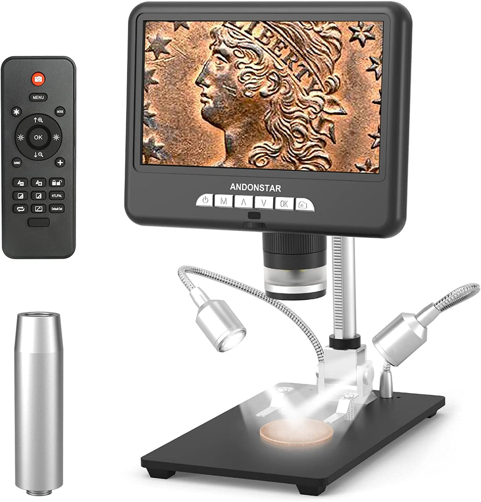 Andonstar AD207S 7 inch HDMI Digital Microscope, Coin Microscope with LED